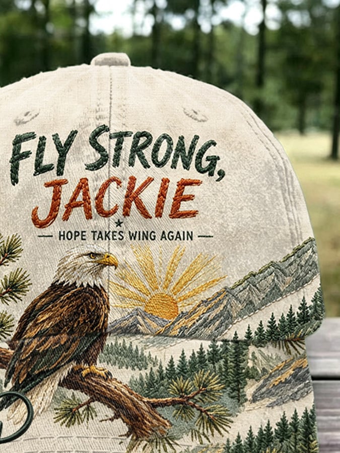 Retro Jackie Fly Strong, Hope Takes Wing Again Print Baseball Cap