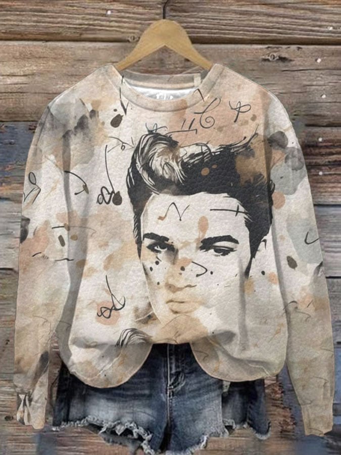 Women's Vintage Printed Round Neck Sweatshirt