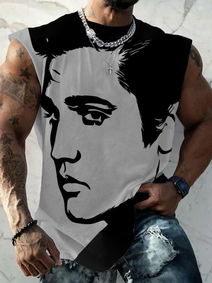 Men's Vintage Music Superstar Printed Tank Top