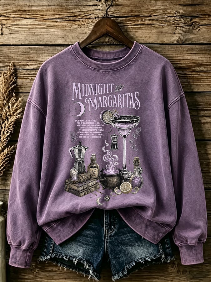Women's Midnight Margaritas Print Casual Sweatshirt