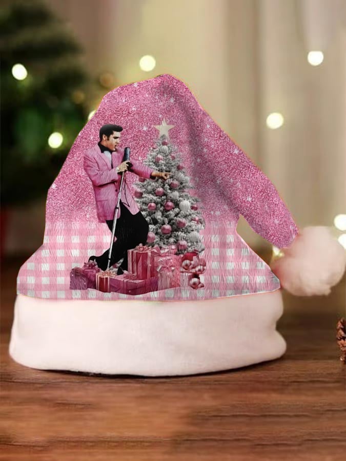 Retro Plaid Print Santa Hat