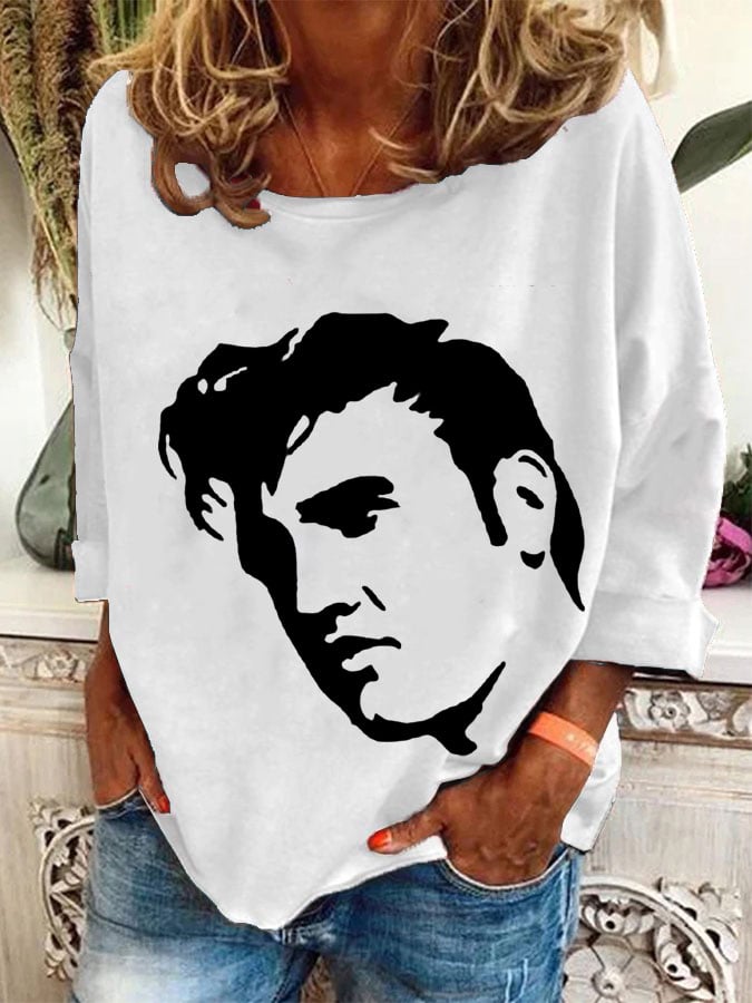 Women's Vintage Print Round Neck Sweatshirt