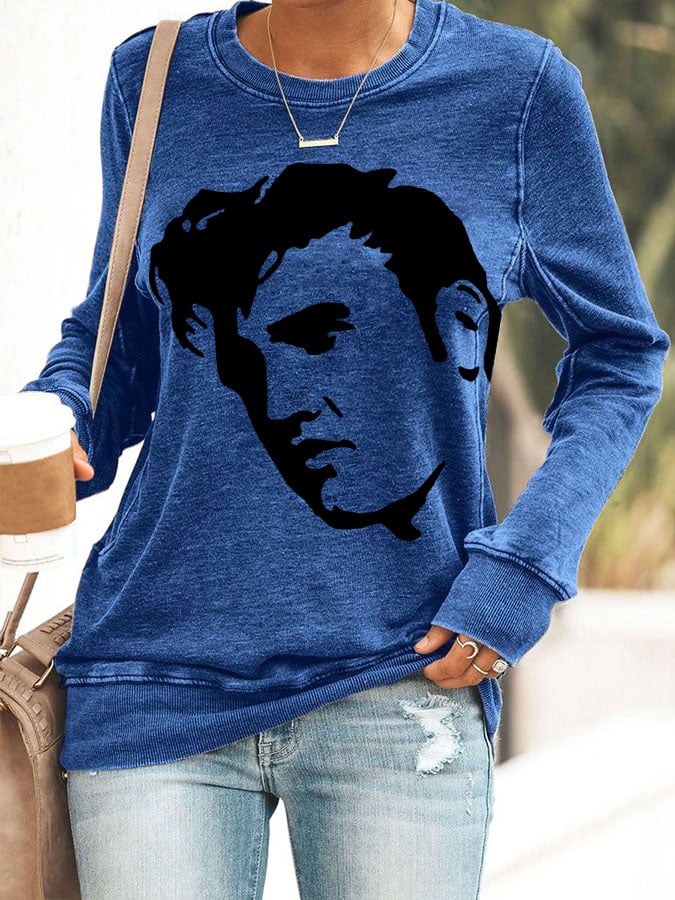 Women's Vintage Printed Round Neck Casual Sweatshirt