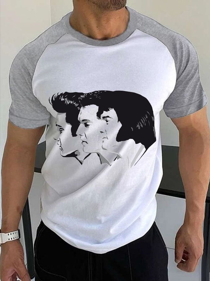 Men's Male Star King of Rock&Roll Print T-Shirt