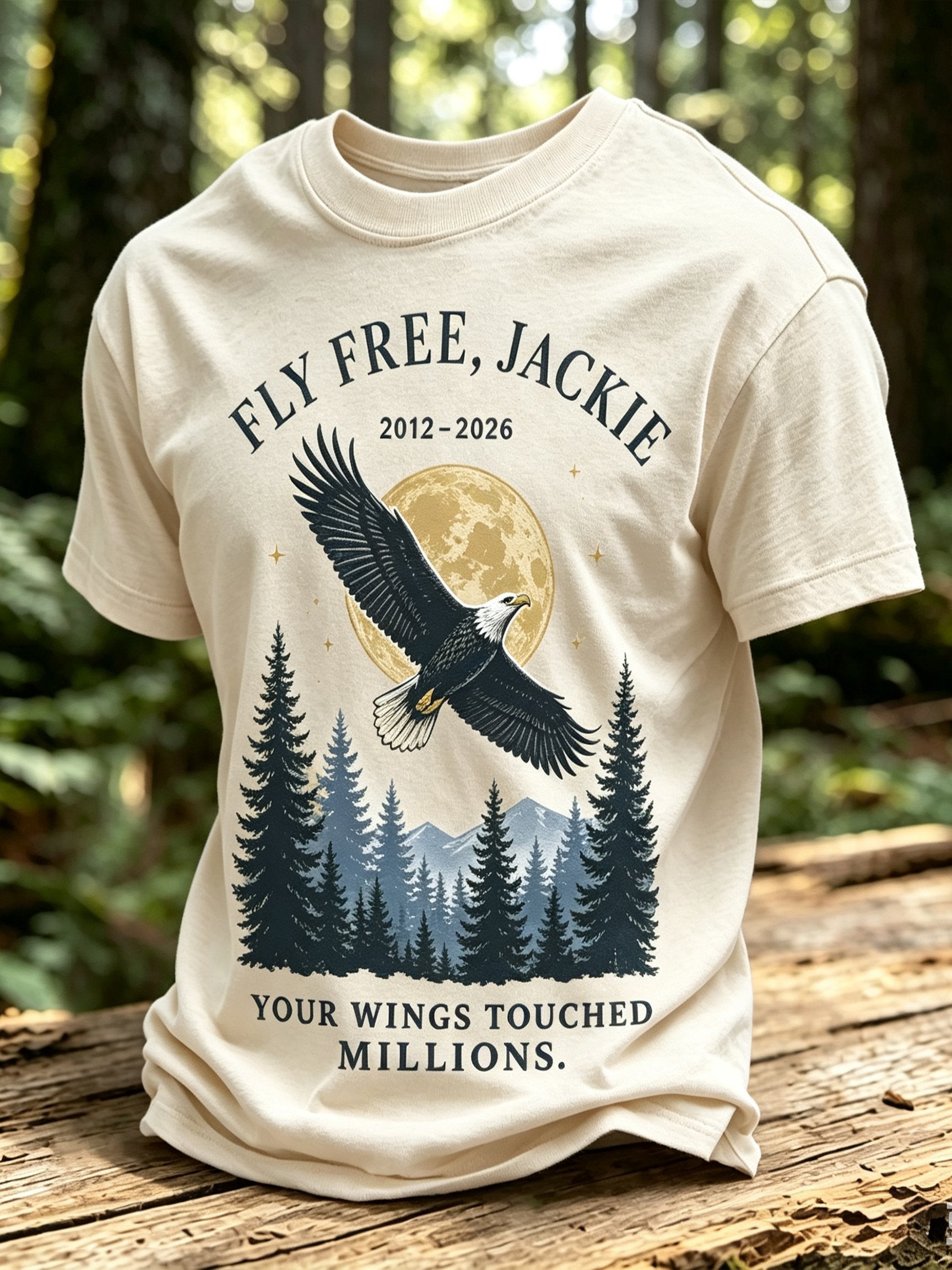 Men's Retro Jackie And Shadow Bald Eagle Printed Casual T-Shirt