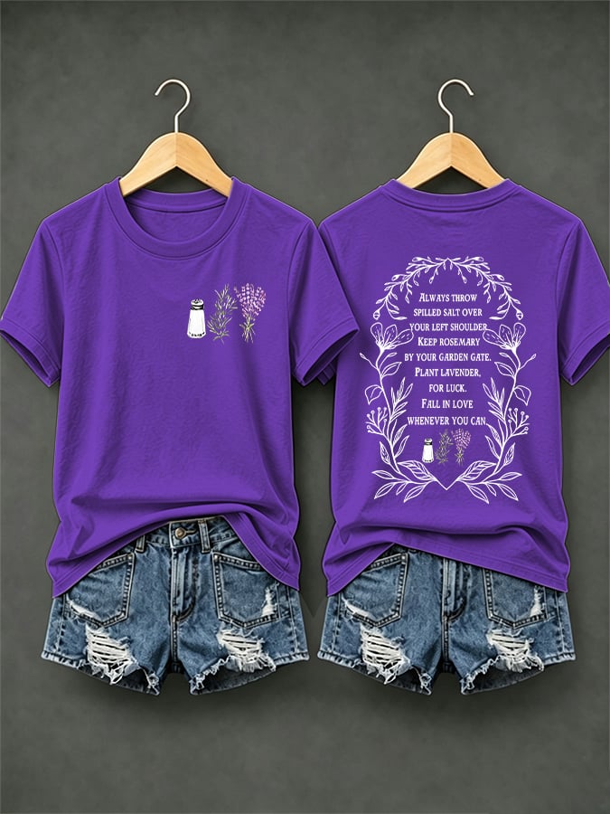 Women's Always Throw Spilled Salt Over Your Left Shoulder Print Casual T-shirt