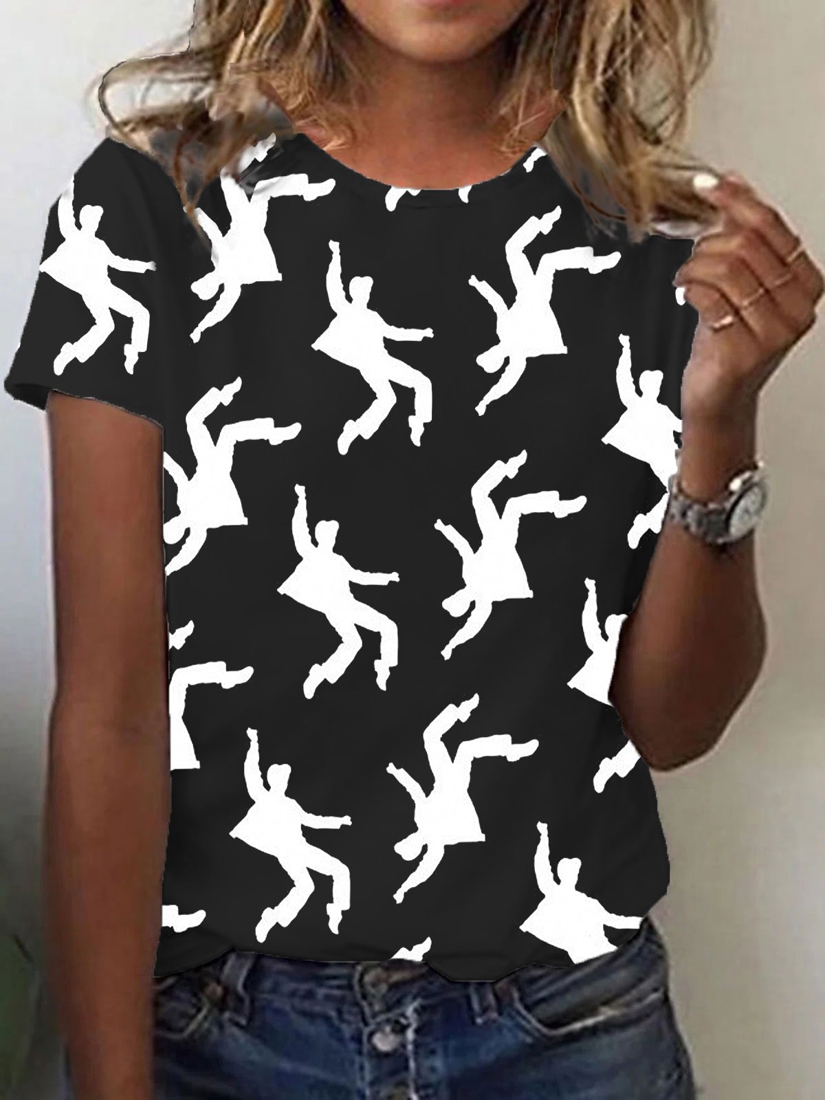 Women's Music Singer Printed Crew Neck T-Shirt