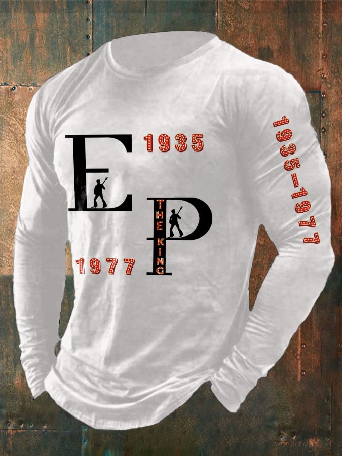 Men's Retro King Of Rock Roll 1935-1977 Print T-Shirt