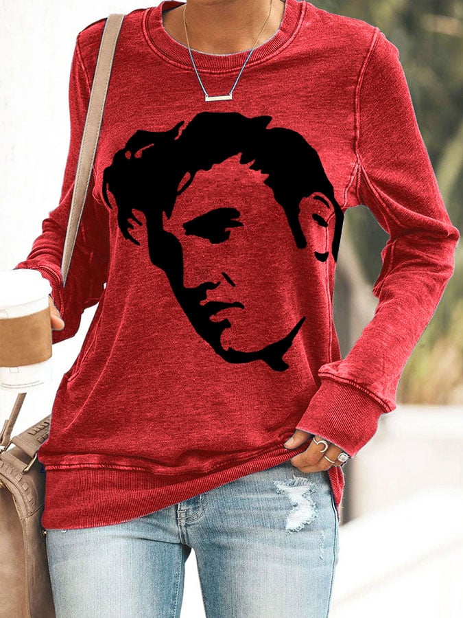 Women's Vintage Printed Round Neck Casual Sweatshirt