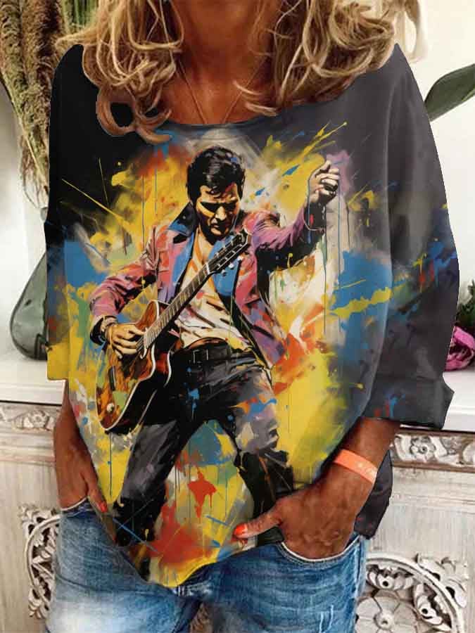 Women's Vintage Art Print Round Neck Sweatshirt