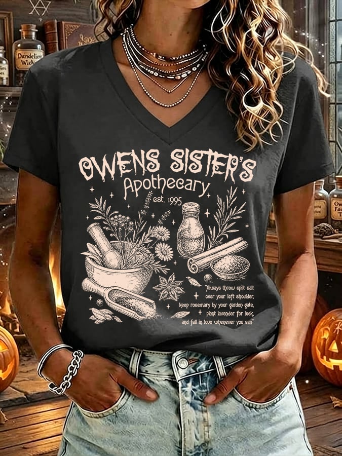 Women's Owens Sisters Apothecary Witch Print T-shirt