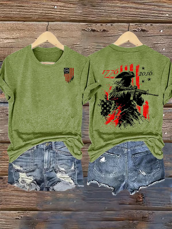 Women's 250th Anniversary Distressed American Flag 2-sided Shirt
