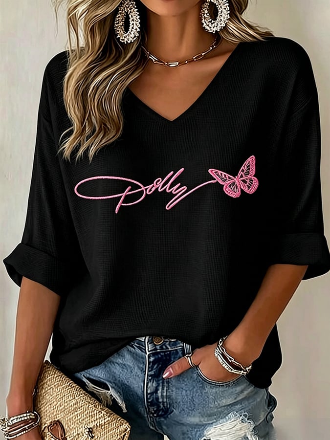 Women's Wildflowers Don'T Care Where They Grow — Dolly Parton Print T-Shirt