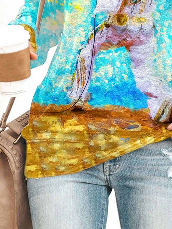 Retro King Of Rock Roll Oil Painting Print Sweatshirt