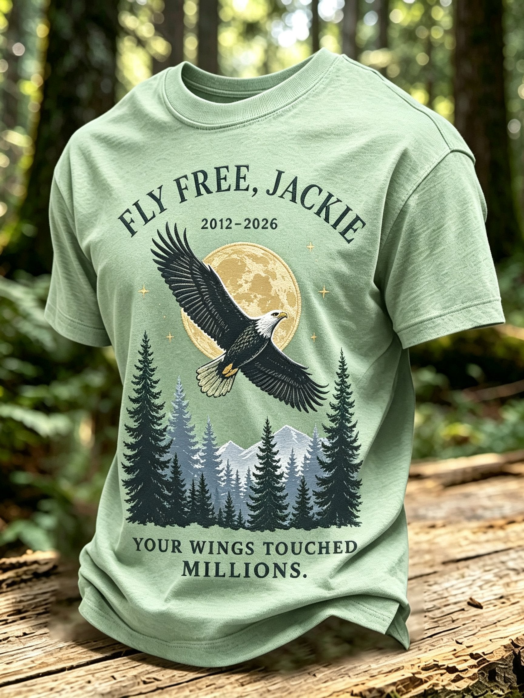 Men's Retro Jackie And Shadow Bald Eagle Printed Casual T-Shirt