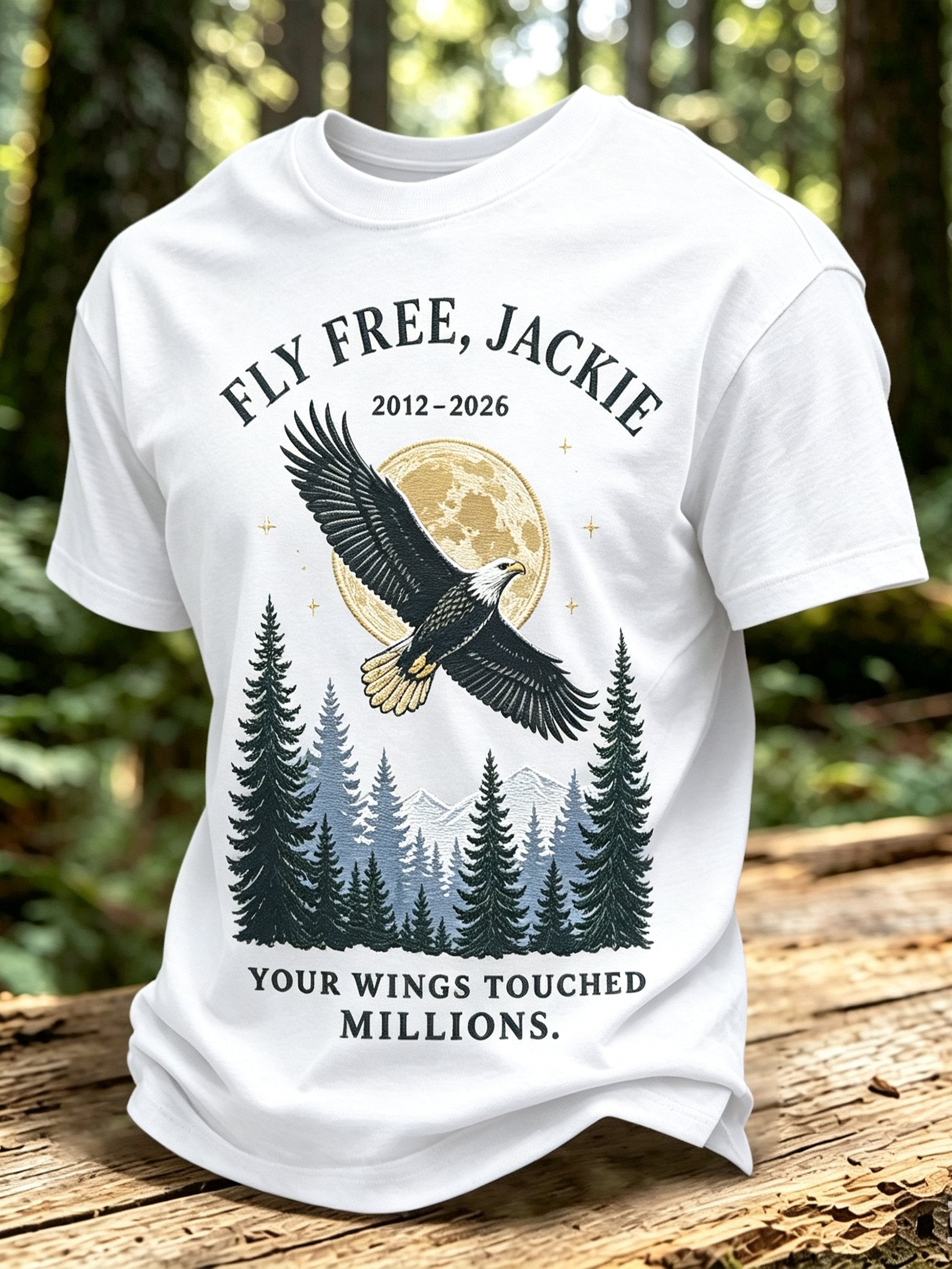 Men's Retro Jackie And Shadow Bald Eagle Printed Casual T-Shirt