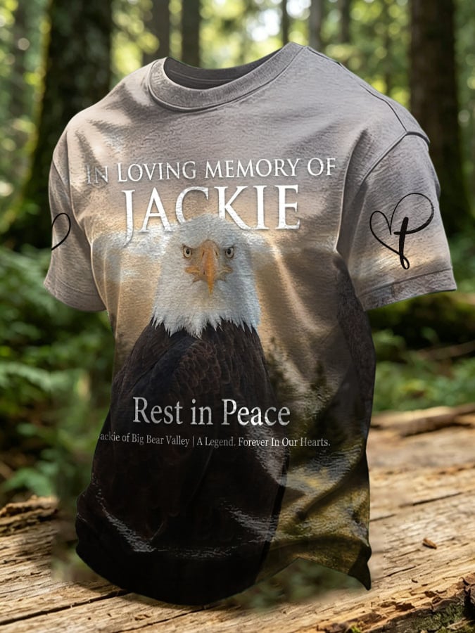 Men's Retro In Loving Memory Of Jackie Rest In Peace Jackie Of Big Bear Valley A Legend. Forever In Our Hearts Print T-Shirt