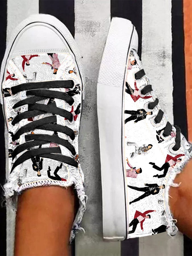 Women's Music Singer Printed Canvas Shoes