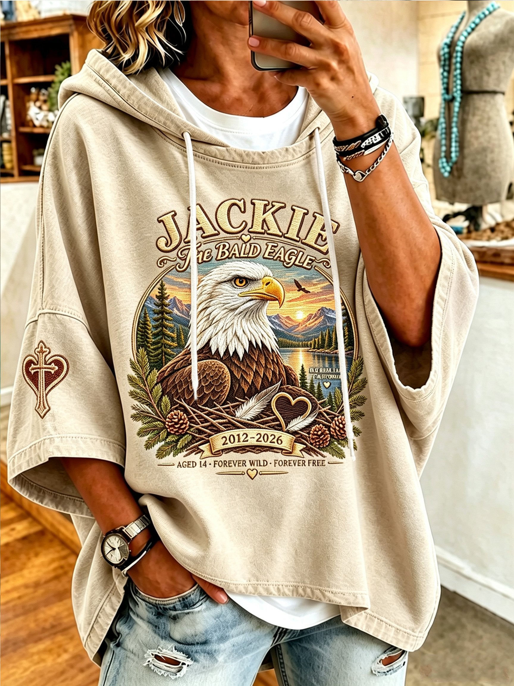 Women'S Casual Bald Eagle "Jackie" Print Top