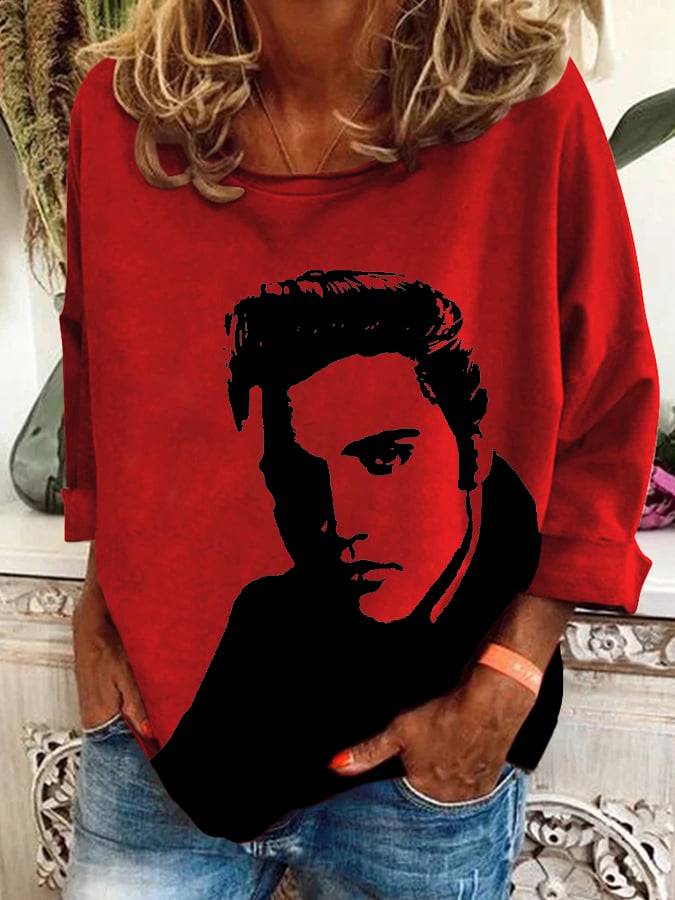 Women's Vintage Print Round Neck Sweatshirt