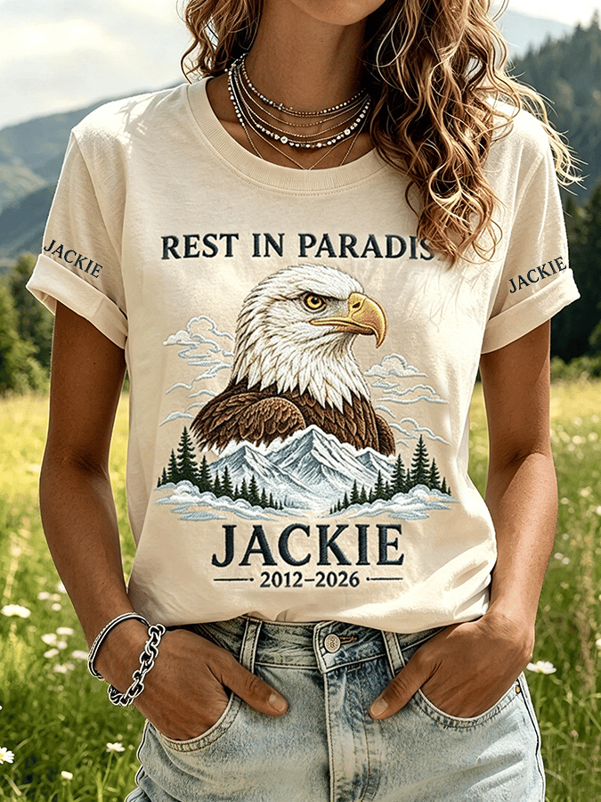 Women's Retro "Forever Watching The Sky" Jackie Print Crew Neck T-Shirt