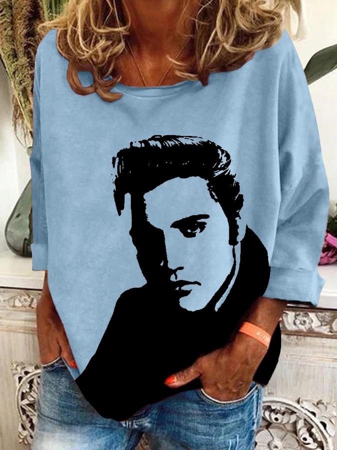Women's Vintage Print Round Neck Sweatshirt