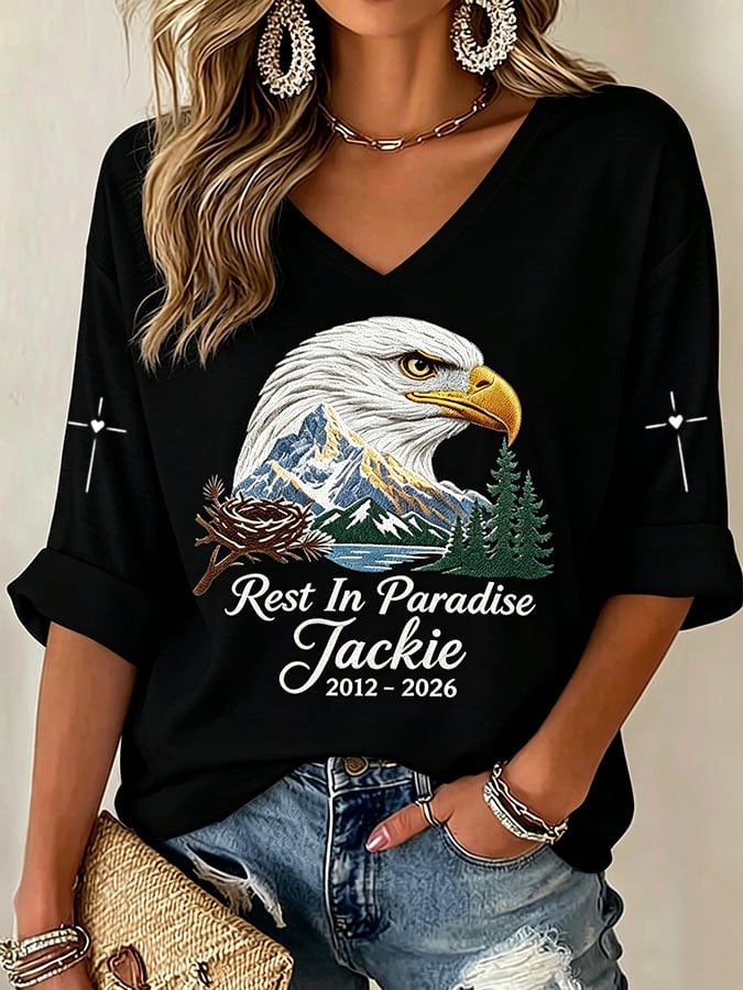 Women's Jackie and Shadow Print Waffle-Knit Casual T-Shirt
