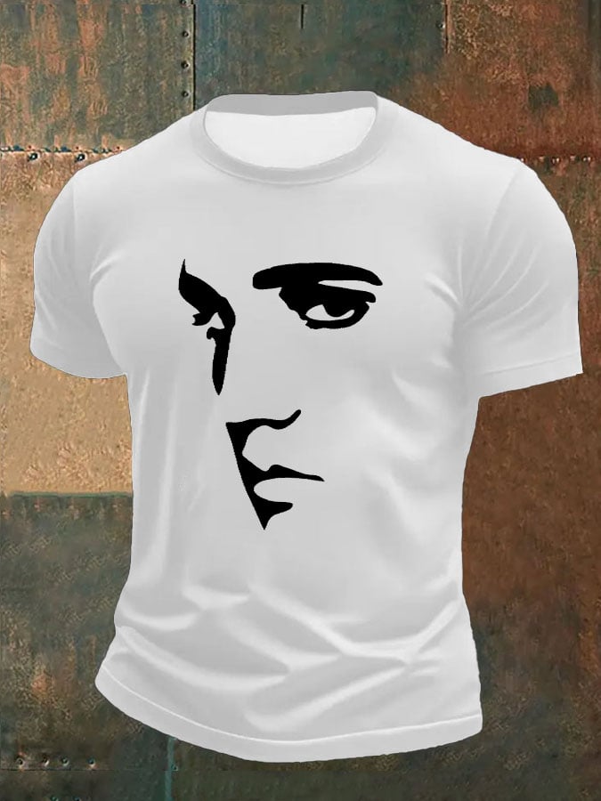 Men's Retro King Of Rock Roll Print T-Shirt