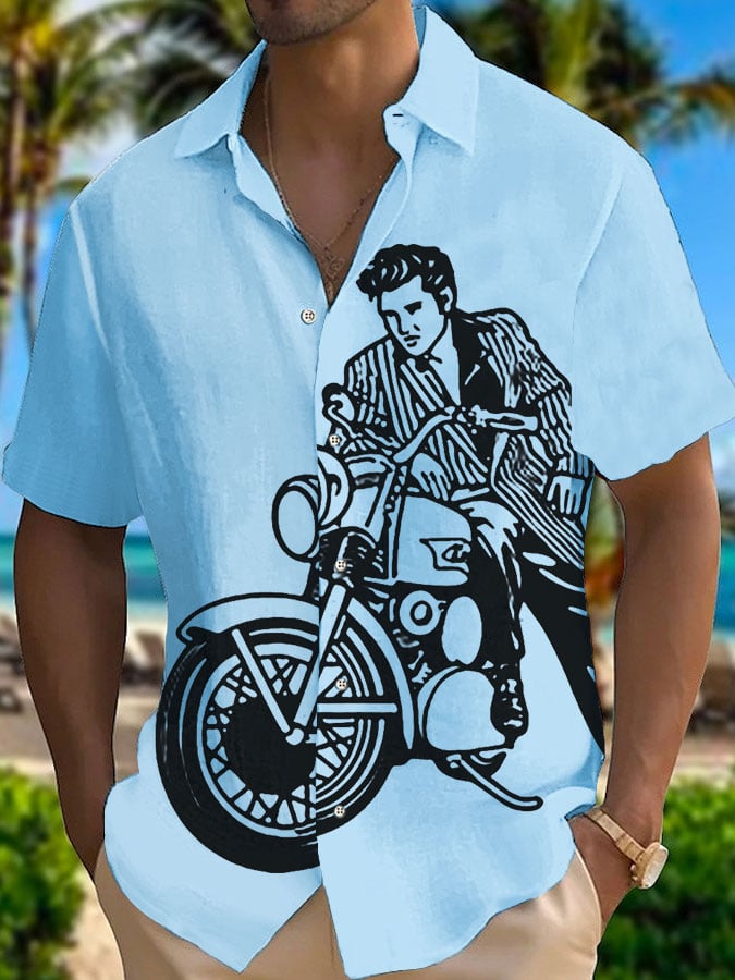 Men's Legendary Singer Actor Silhouette Print Casual Shirt