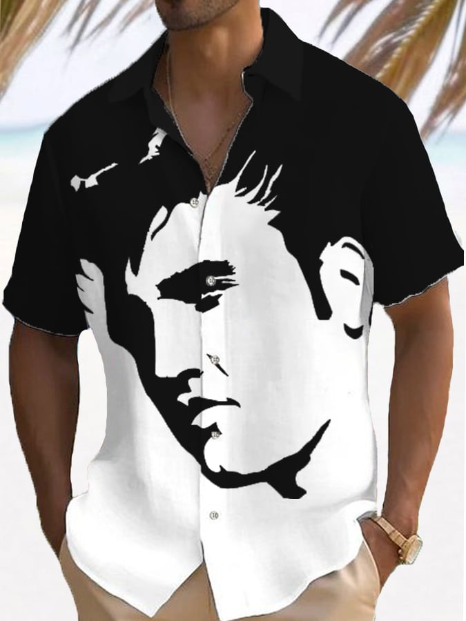 Men's Legendary Singer Actor Silhouette Print Casual Shirt
