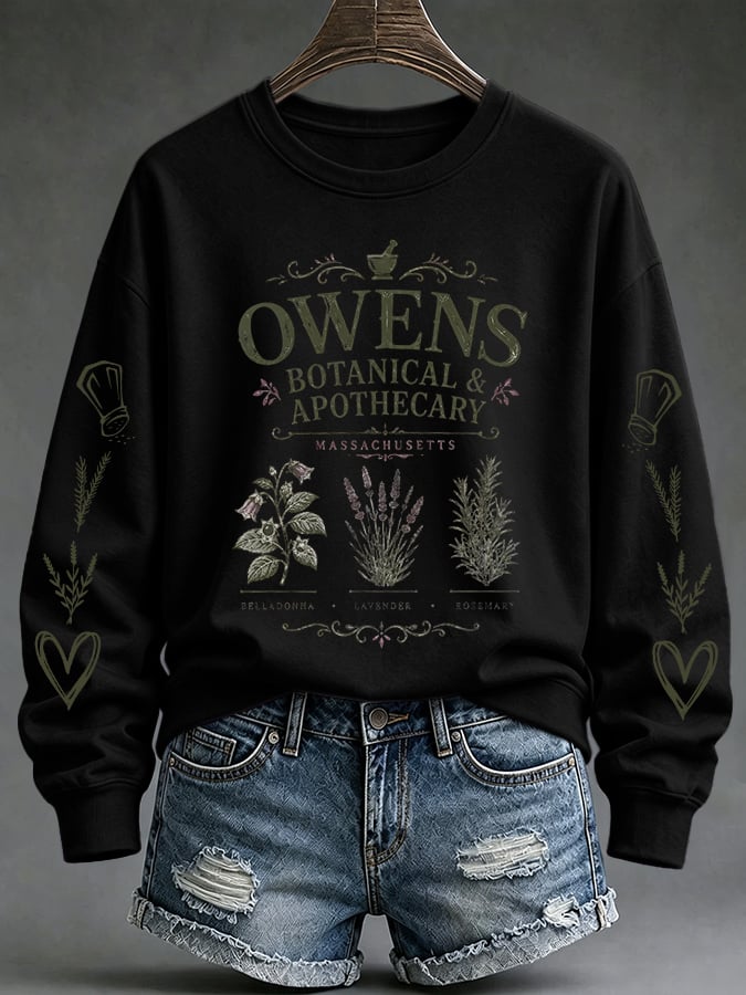 Women's Owens Sisters Apothecary Witch Print Casual Sweatshirt