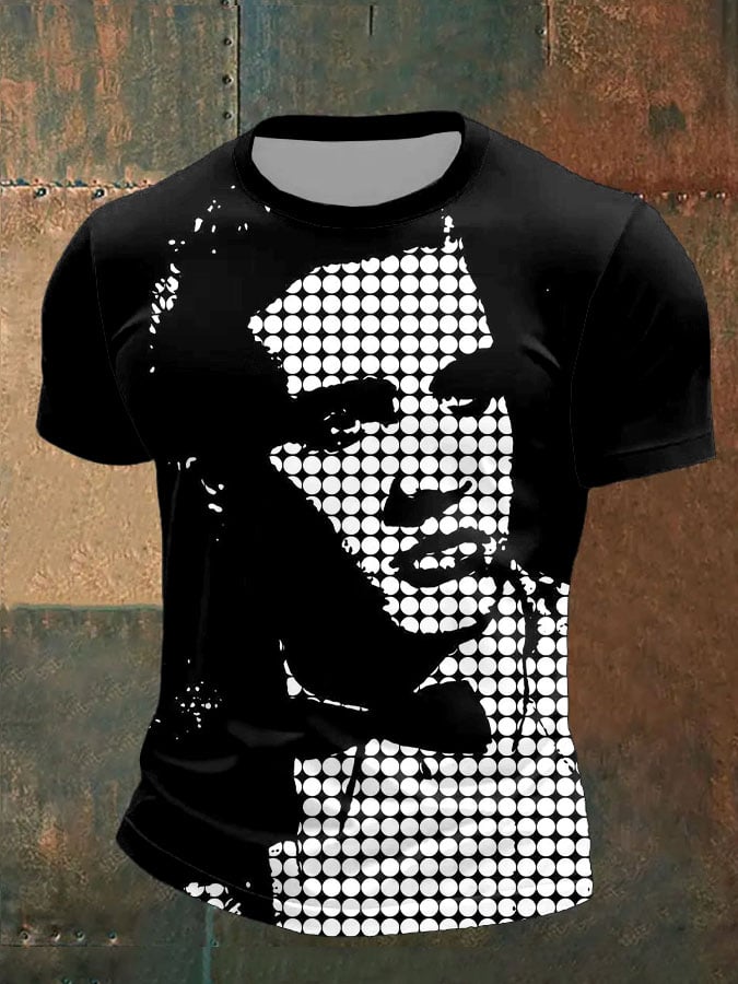 Men's Retro King Of Rock Roll Print T-Shirt