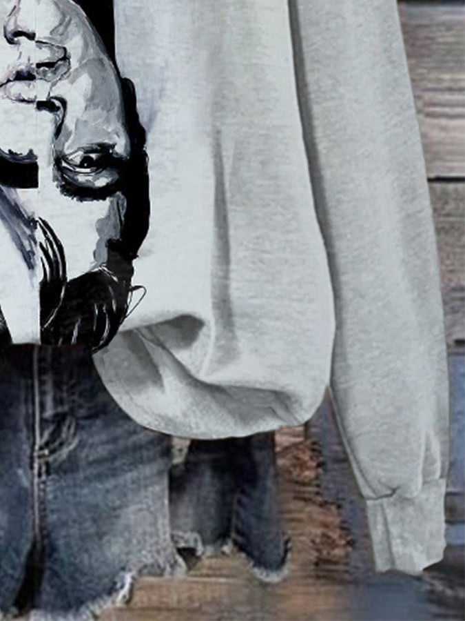 Retro King Of Rock Roll Print Hoodie