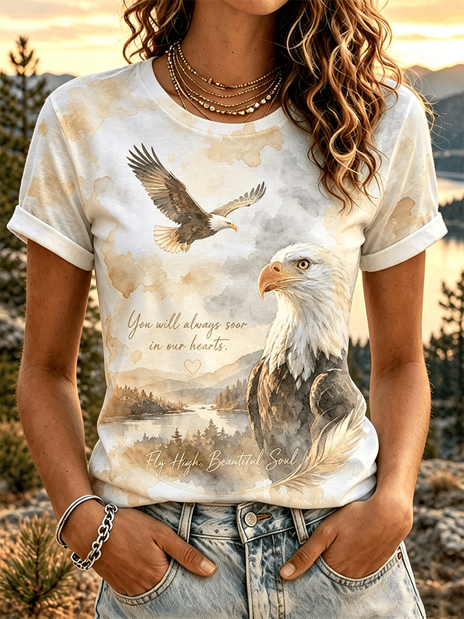 Soar Forever Above Bear Mountain, Fly Freely, Jackie! Printed Short-Sleeved T-Shirt