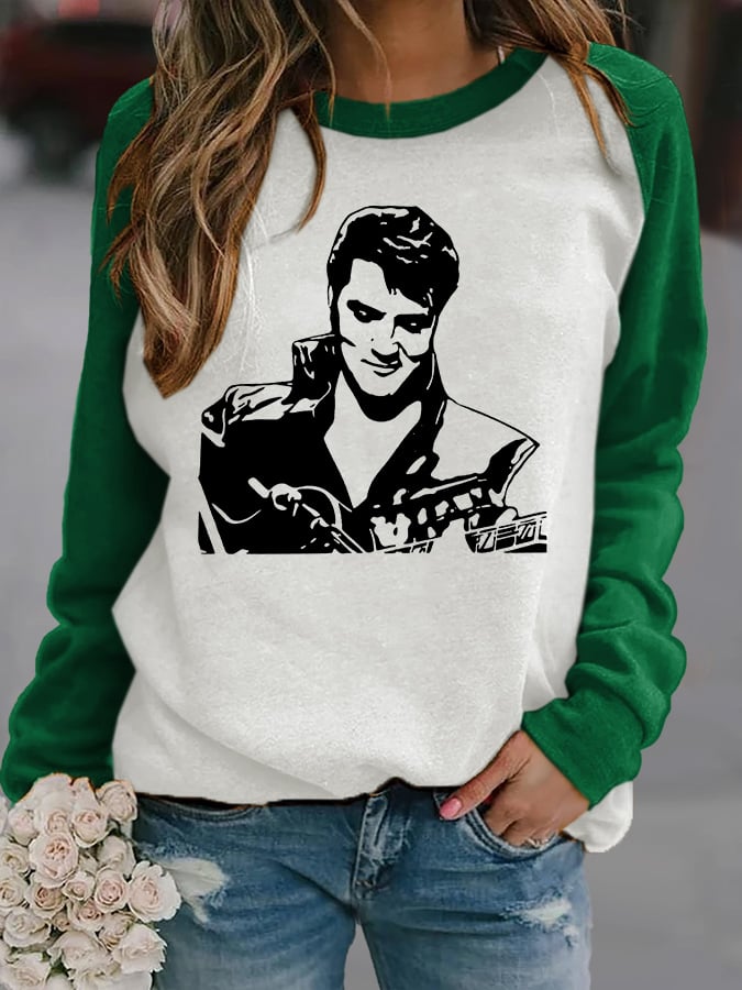Retro King Of Rock Roll Print Sweatshirt