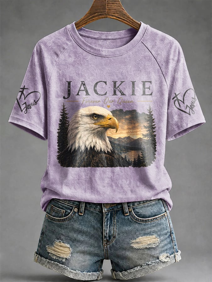 Retro Jackie Forever Our Queen Print T-Shirt