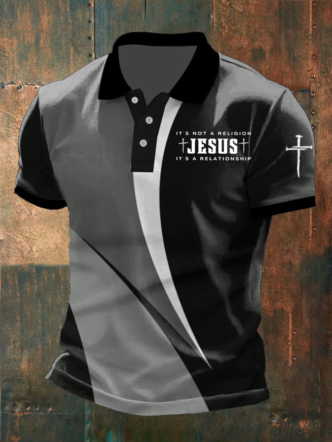 Men's Made For More Printed Button Design Polo Shirt