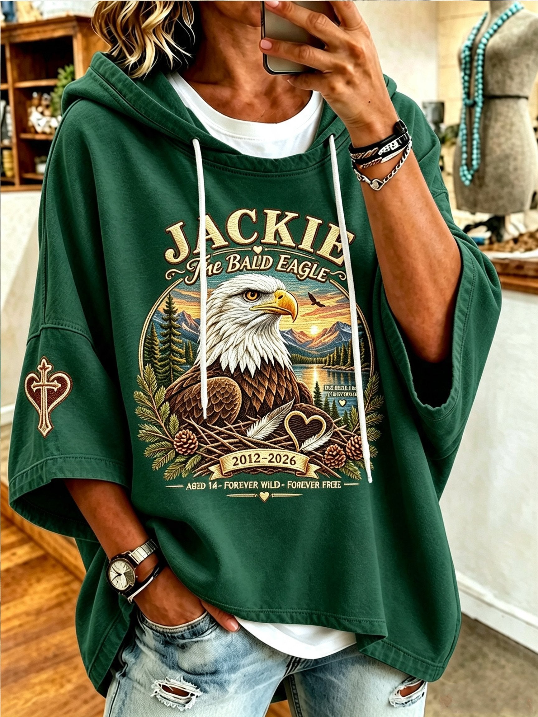 Women'S Casual Bald Eagle "Jackie" Print Top