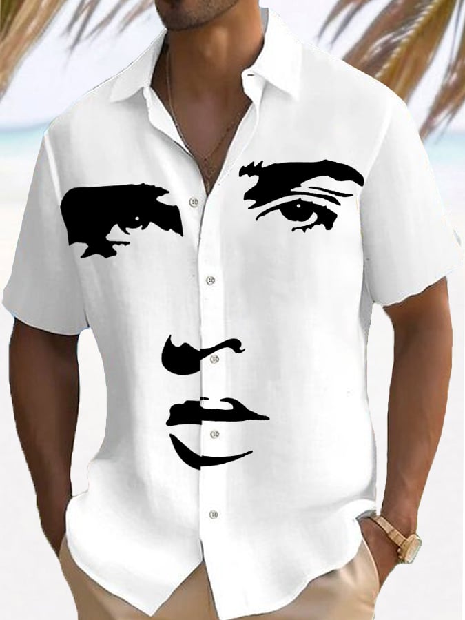 Men's Legendary Singer Actor Silhouette Print Casual Shirt