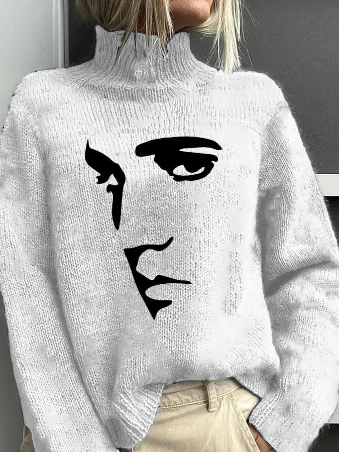 Retro King Of Rock Roll Print Sweater