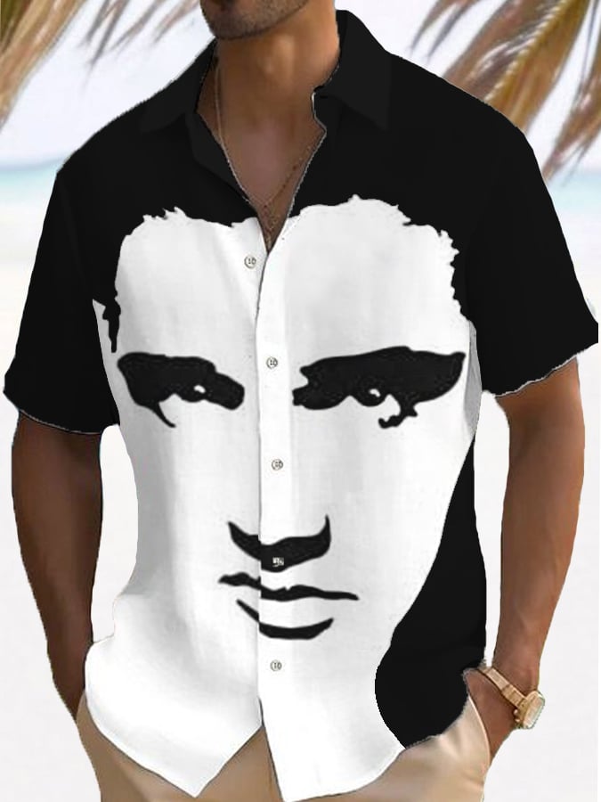 Men's Legendary Singer Actor Silhouette Print Casual Shirt