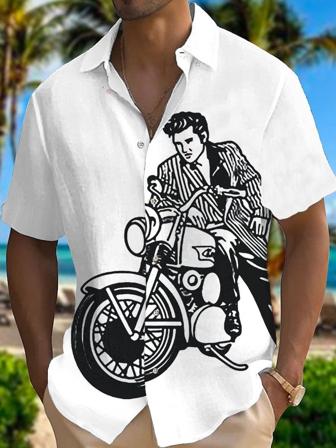 Men's Legendary Singer Actor Silhouette Print Casual Shirt
