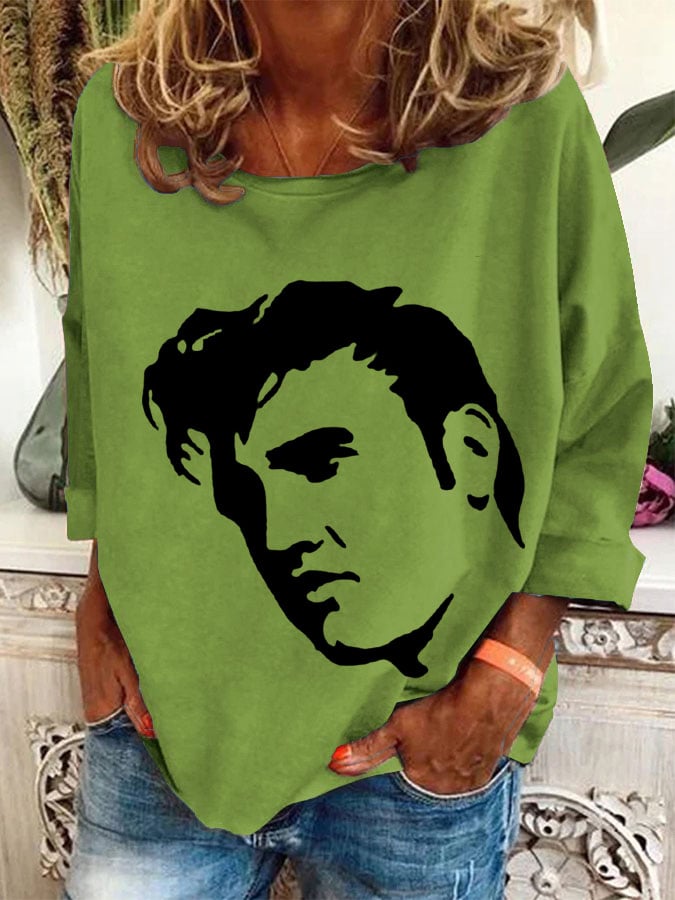 Women's Vintage Print Round Neck Sweatshirt
