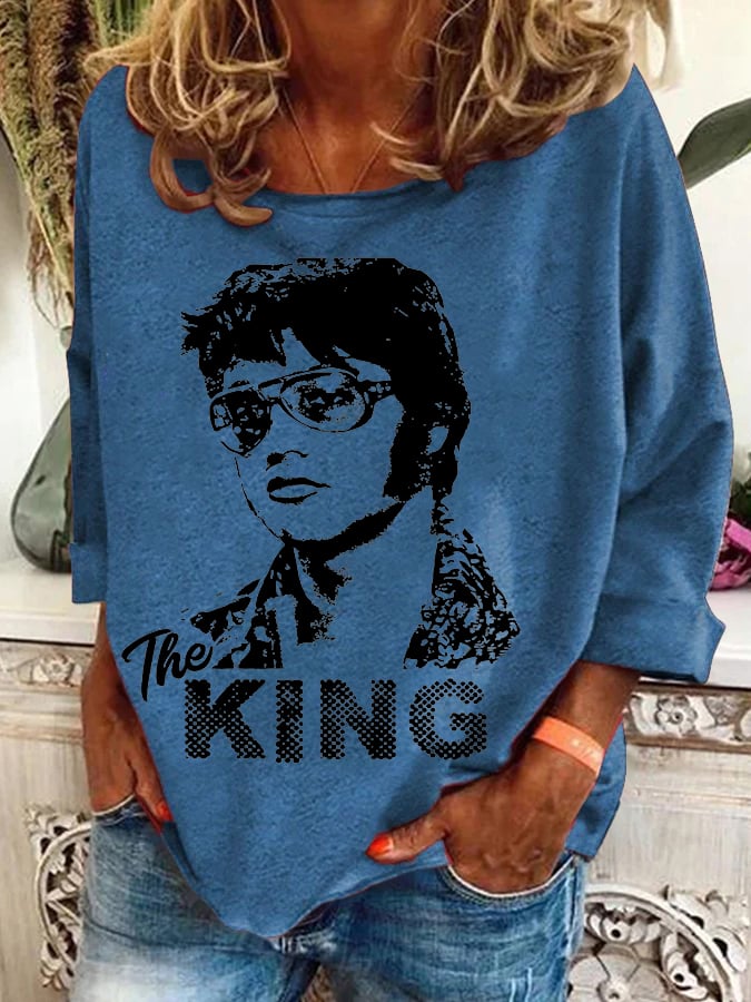 Women's Vintage Print Round Neck Sweatshirt