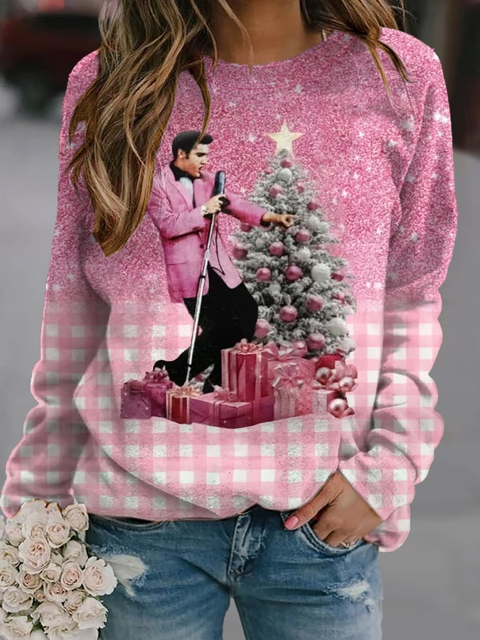Women's Vintage Printed Round Neck Sweatshirt