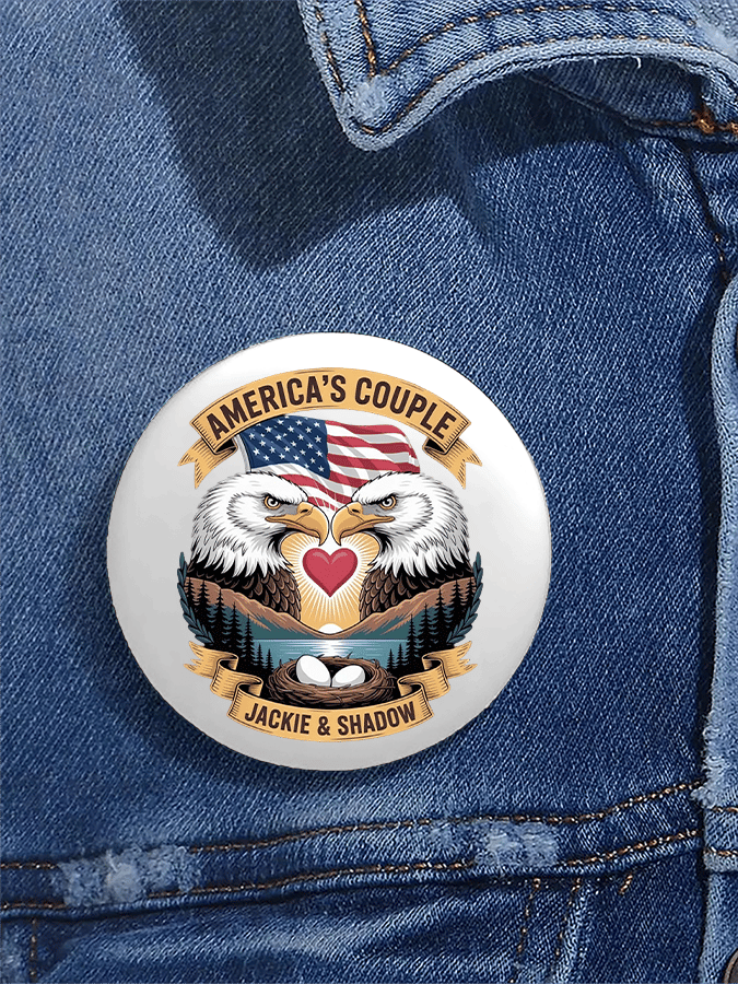 Unisex Retro America's Couple Jackie & Shadow Pin-Back Button