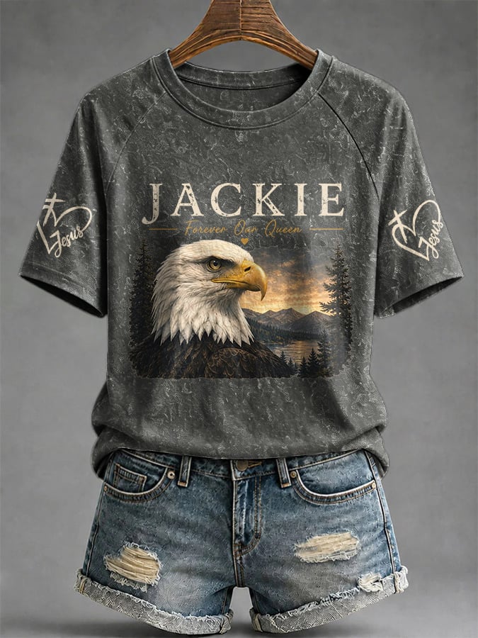 Retro Jackie Forever Our Queen Print T-Shirt