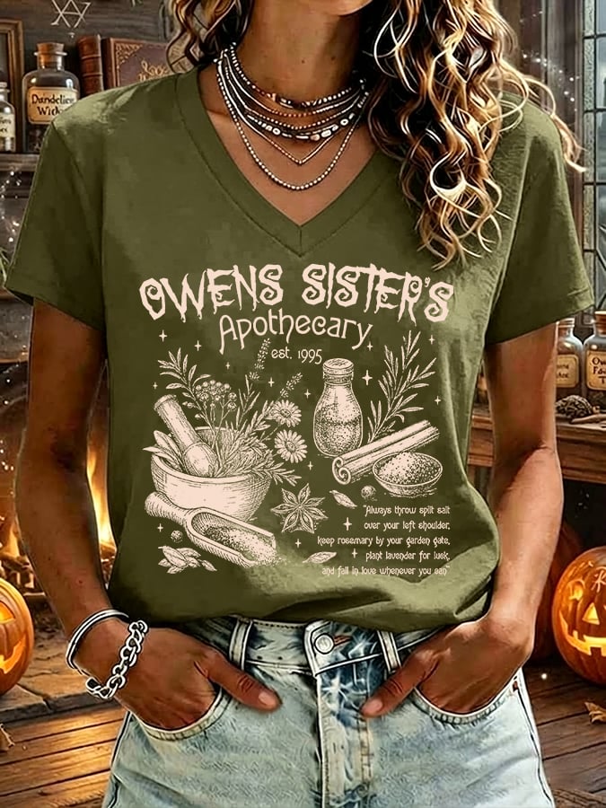 Women's Owens Sisters Apothecary Witch Print T-shirt
