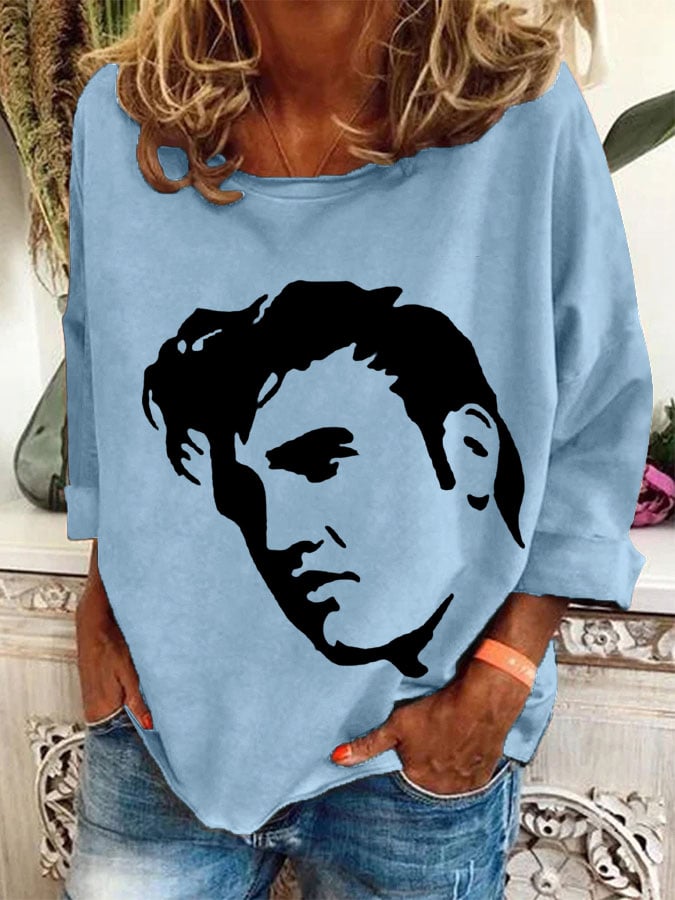 Women's Vintage Print Round Neck Sweatshirt