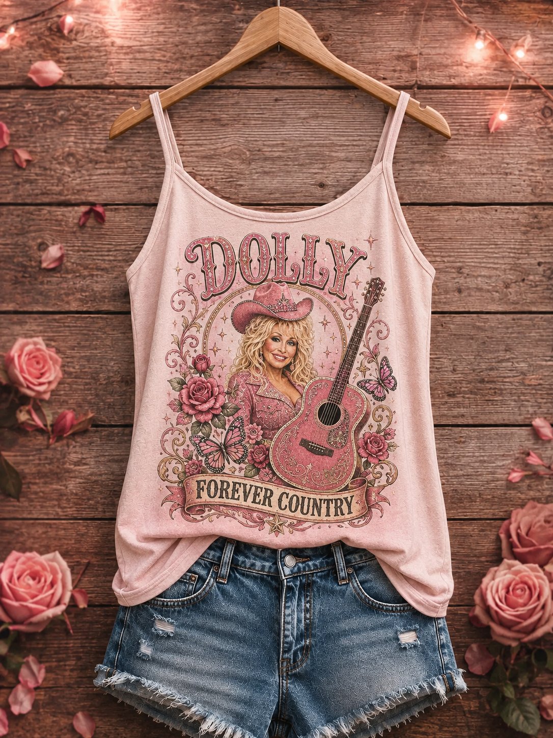 Womenโs Printed Tank Top, Tribute to Country Music Legend Dolly Parton